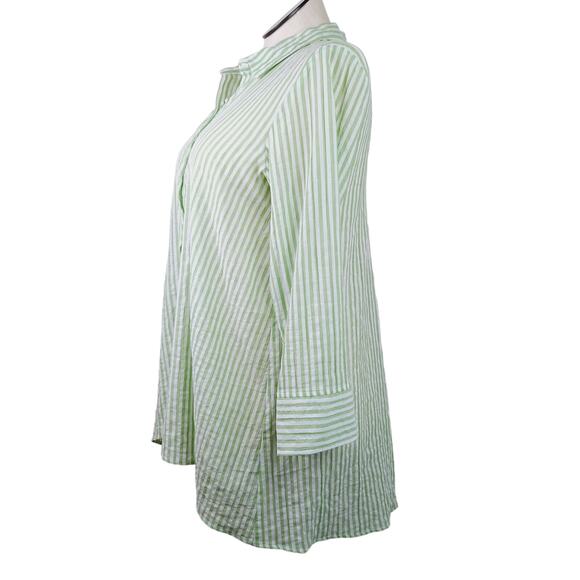 Habitat SZ M Cotton Blend Green/White Striped Button Front Lightweight Tunic - Picture 4 of 7